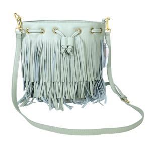 Melie Bianco Vegan Leather Fringe Julie Bucket Bag - Mint Green - NWT